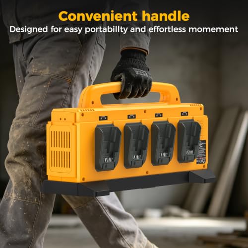 8-Port Battery Charger Station Compatible with Dewalt 12V-20V Batteries | 8Ports Simultaneous Charger Replace for Dewalt 20V max Battery Charger DCB104 - color: Brown