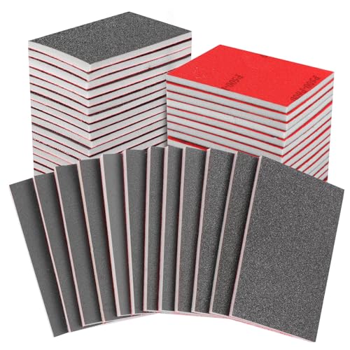 24PCS 3 x 4 Inch Sanding Sponge Set, 120-3000 Grit Soft Foam Hand Sander Block, Hook & Loop Wet Dry Sanding Sponges for Metal Wooden Furniture Drywall Sheetrock and Model Polishing