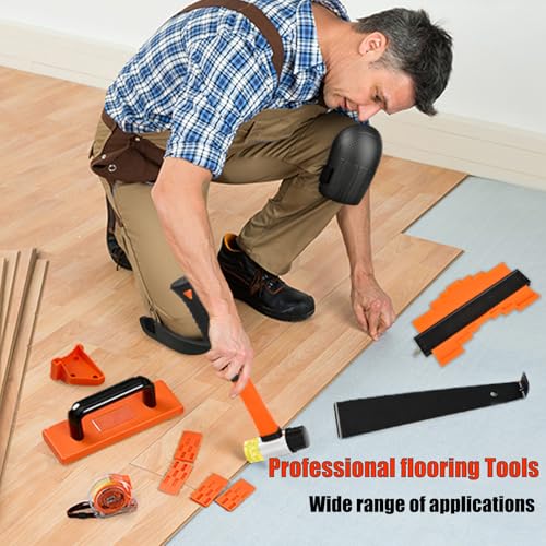 Laminate Wood Flooring Installation Kit, Vinyl Flooring Tools with Spacers, Tapping Blocks, Heavy Duty Pull Bar, Reinforced Double-Faced Mallet Non-Slip Soft Grip (65pcs-Set)