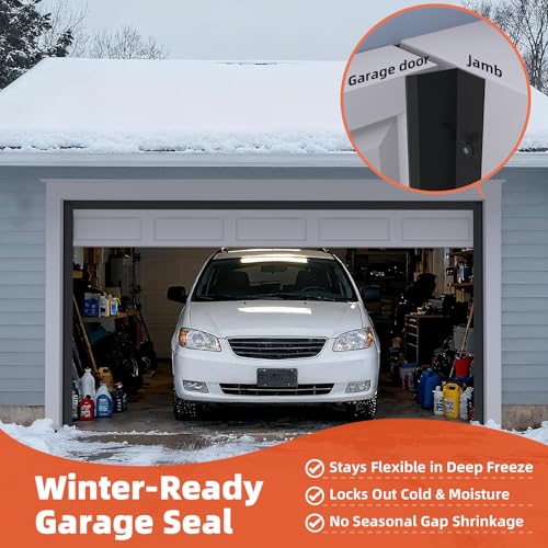 Elvone Garage Door Seal Top and Sides with Nails, 40 FT, Black - color: Black, size: 40ft