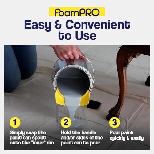 FoamPRO 61-5 Paint Can Spout, 5 Pack | One Size Fits All Pint, Quart & Gallon Cans | All In One Pouring Accessory, Brush Holder & Wiper | Paint Bucket Attachment With Yellow Mixing Tips - size: 1 Count (Pack of 5)