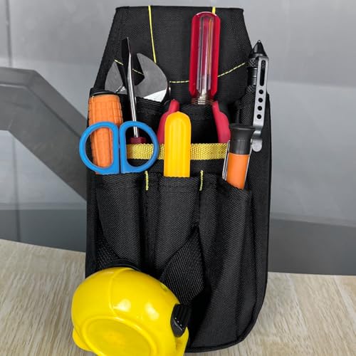 Small Tool Pouch with Belt Clip, Tool Pouch Holder,Multi Pocket Holster Organizer for Electrician Construction Maintenance,Durable Lightweight - color: Yellow