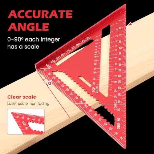 Carpenter Square 7 Inch Rafter Square for Angle Drawing Triangle - Red - color: red
