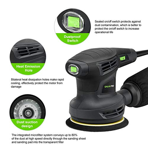 GALAX PRO 13000OPM Random Orbital Sander 6 Variable Speed with 15 Sandpaper - style: 280W