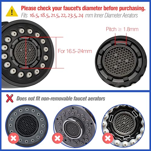 Upgraded 304 Stainless Steel Faucet Aerator Key –Universal Fit for 6 Sizes (M16.5, M18.5, M21.5, M24, Junior, Regular) Plug-in Aerators– Faucet Accessories