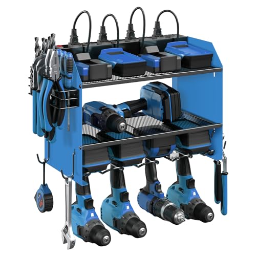 CCCEI Wall Mount Modular Tool Charging Organizer, Blue, 1 Pack, 3 Tier. - color: Blue