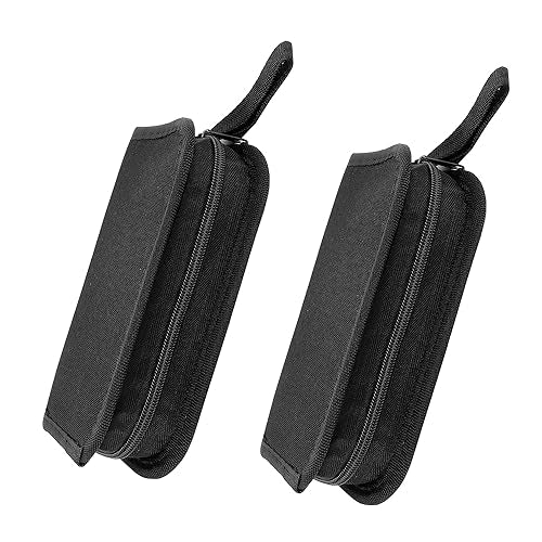 Umaki 2pack Small Tool Pouch Organizer, Canvas Zipper Pouch with 13 Adjustable Loops and a Storing Belt, Utility Tool Bag for Craft Making, Maintenance, Electrician and Carpenters, 8'' x 4'', Black - color: black-2pcs