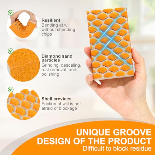 10 Pack Sanding Sponges, Washable Reusable Sanding Blocks, Wet Dry Sandpaper Sponge Set with 60/80/100/120/150 Grit for Woodworking, Drywall, Furniture, Paint, Metal & Home Improvement