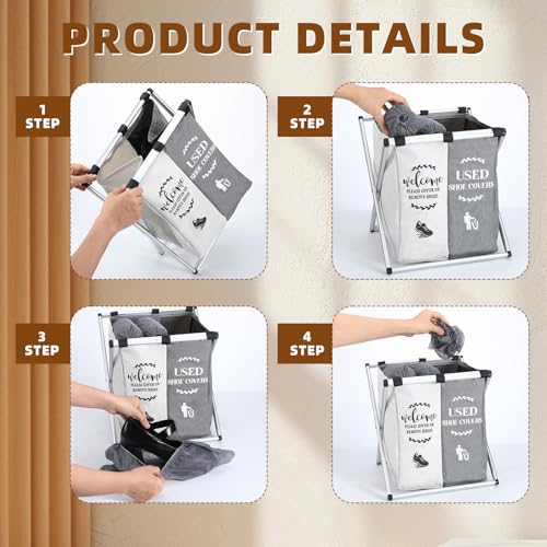 Wonderjune Foldable Disposable Shoe Cover Box Dispenser, Gray, Beige - color: Gray, Beige