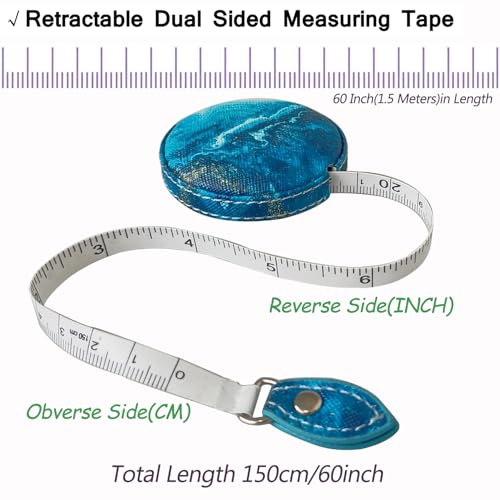 Tape Measure for Body Measuring Fabric Sewing Tailor Ruler Flexible Soft Pocket Small Mini Body Measurement Cloth Measuring Tape 60 Inch Premium Leather Retractable Tape Measure - color: Ocean Blue 1 pack