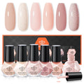 modelones Nail Polish Set, 6 Colors Bubble Bath Nude Glitter Nail Polish - color: A1 Bubble Bath Set