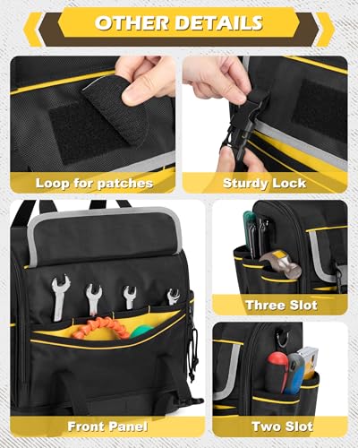 12-Inch Tool Bag with Hard Bottom, Electrician Tool Box Organizer