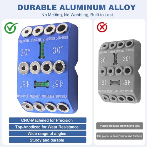 Aluminum Angle Drill Guide Jig, 30/45/90 Degree, 4 Hole Sizes