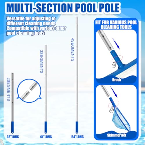 Potchen 3 Pcs Pool Cleaning Kit with Hand Skimmer Net, 10" Brush - style: 10" Brush