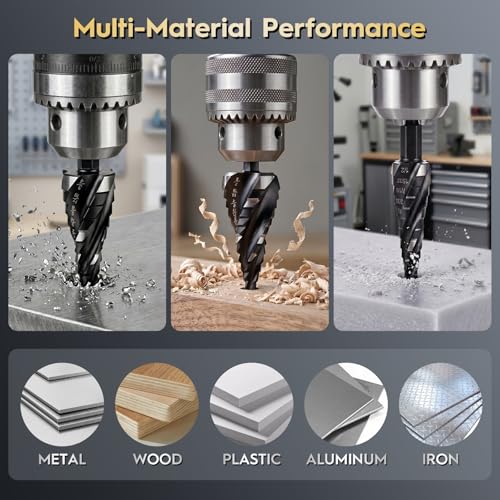 3PCS Titanium Step Drill Bit - Four Spiral Flute HSS Step Bit Set - color: 3PCS Four Spiral