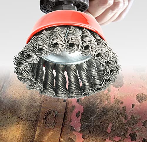 AAIN10Pack Wire Cup Brush, 3in Wire Wheel Brush for 4-1/2" Angle Grinder - size: 10 pack, style: 3 Inch Knotted Cup Brush