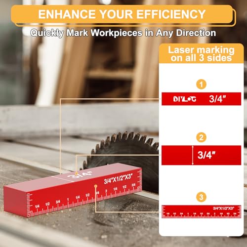 Setup Blocks Woodworking, Setup Blocks Height Gauge Set, 16 PCS Setup Blocks with Set Up Blocks for Woodworking, Case, Square Ruler, Aluminum Setup Bars for Router and Table Saw Accessories - style: Measurement