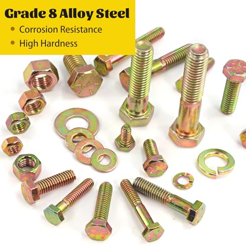 800PCS 1/4-20, 5/16-18, 3/8-16, 1/2-13 Hex Bolts & Nut Assortment Kit - size: 1/4-20 5/16-18 3/8-16 1/2-13 800pcs