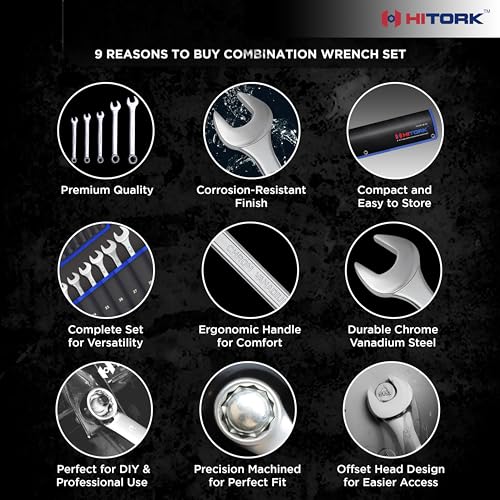 HITORK 25 Piece Metric Combination Wrench Set, 6-32 mm, 12-Point CRV Steel