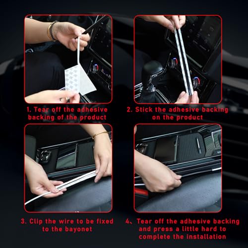 Augeny 4PCS Car Concealed Wire Sleeve, Self-Adhesive Tubing Cable Hidden Protector, Auto Split Sleeving Wire Cord Organizer, Black Soft PVC Cable Sleeve for USB, Audio & Video Line