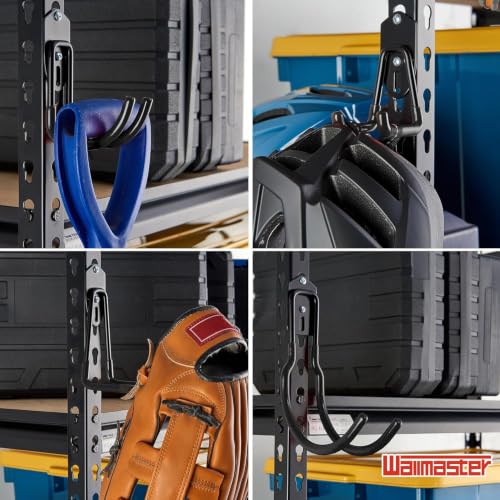Wallmaster Garage Hooks Organizer Kit, 12 Pack Adjustable Shelving Hooks - size: 12 pcs-Black
