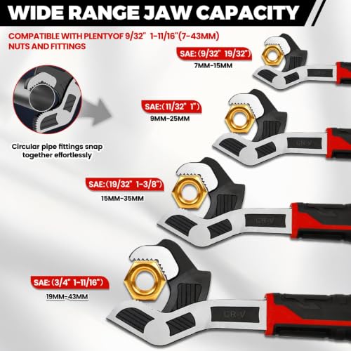 4 Pack Self Adjusting Pipe Wrench Set, 6" 8" 10" 12" Plumbers Wrench - color: 6”+8”+10”+12”