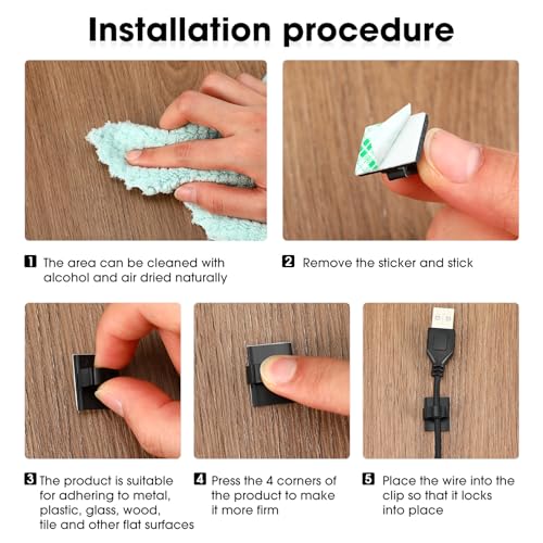 EBOOT 1000 Pieces Adhesive Cable Clips Wire Holders for Wall Desk Car | Light Emitting Bulb for Projects, Circuit Boards, Electronics Experiments, DIY Indicator Lights, Breadboard Use