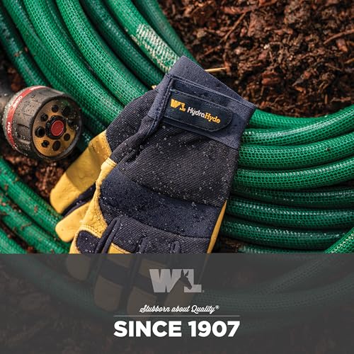 Wells Lamont Men's Leather Palm Work Gloves – HydraHyde Water-Resistant Leather, Flexible Spandex Back, Adjustable Closure - color: Blue, size: X-Large