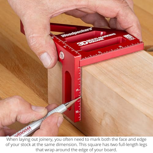 Woodpeckers 3D Multi-Marking Square, Metric Version, USA Made, Feature Packed Aluminum Woodworking Square for Layout, Joinery, Assembly Check - style: Metric