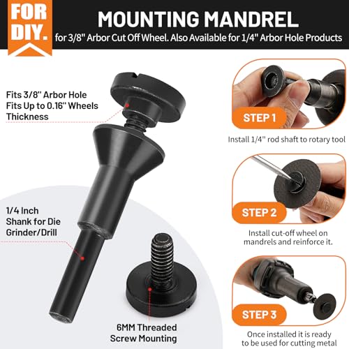 SI FANG 11 Pack 2 Inch Die Grinder Cut Off Wheel with 1/4 Arbor Accessories - style: 2'' Cut Off Wheel and Mounting Mandrel