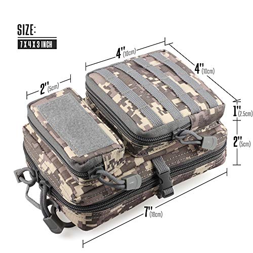 LIVANS Tactical Molle Utility Pouch, EDC Tool Pouch, Small Admin Pouch - color: CamoGray