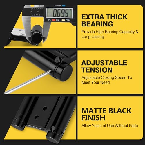 KOLET Double Action Door Hinges, 3 Inches, Matte Black, 4 Pack - color: Matte Black, size: 3 Inch
