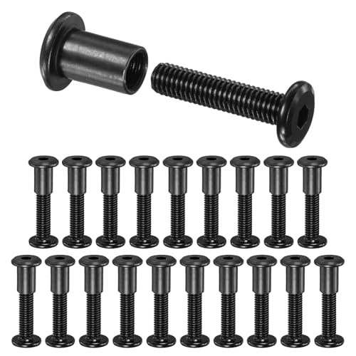 M METERXITY 20-Pack Hex Drive Socket Cap Bolt, M8 x 35mm Carbon Steel Furniture Connector Bolts Barrel Nuts for Furniture Assembly/Cabinet/DIY Binding Post Screws Rivet Fasteners [Black] - size: M8 x 35mm