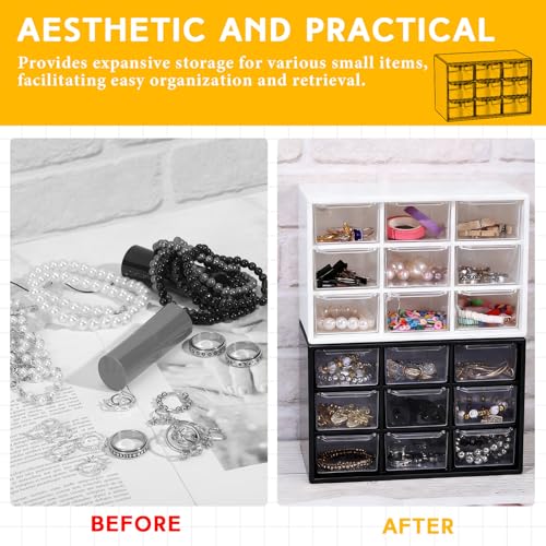 Wenqik 2 Pcs Mini Storage Drawers, Black, White - color: Black, White