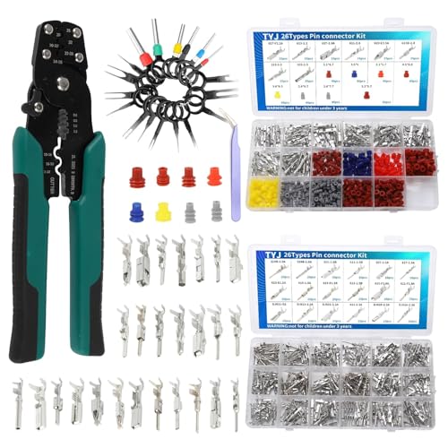 812Pcs Pin Connector Kit with Crimping Pliers - Terminal Pin 1/1.5/1.8/2/2.2/2.3/2.8/3.5mm Non-Insulated Plug Removal Male & Female Wire Pins - Automotive Car Electrical - size: 1.5mm, 1.8mm, 2mm, 2.2mm, 2.3mm, 2.8mm, 3.5mm
