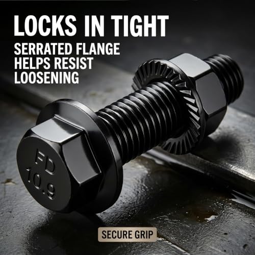 mankk 400PCS Metric Flange Bolts Nuts Washers Auto Fasteners - color: Black-400PCS M6 M8 M10