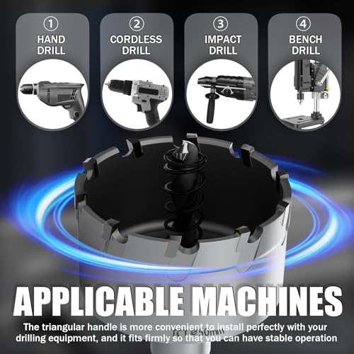 GSTK 20PCS Upgrade Heavy Duty Carbide Hole Saw Kit,with 5*Extra Titanium Plated Pilot Center Drill and 2* Spring，for Hard Metal, Stainless Steel, Iron - size: 15pcs