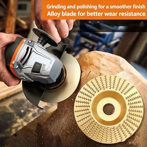 Heavy-Duty Wood Carving Disc Set, Tungsten Carbide Cutting Wheel, Angle Grinder Wood Carving Disc Set, Angle Grinder Polishing Pad for 4" & 4-1/2"Grinders, Sanding(3*Flat Surface)