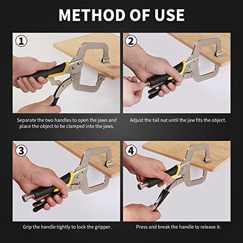 Anxingo 2 Pack 11 inch C-Clamp Locking with Swivel Pads Heavy Duty Pliers for Craftsmen Home Workshop, Metal Face Clamps - size: 2 × 11"