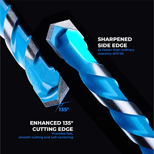 toolant 3/16" Concrete Drill Bit Set & Masonry Drill Bit Set, Shockproof Hex Shank Hammer Drill Bit Set for Glass/Brick/Plastic/Cement/Tile, Industrial Strength Carbide Drill Bit Tip 1/4" Box of 10 - size: 3/16" (10pcs)