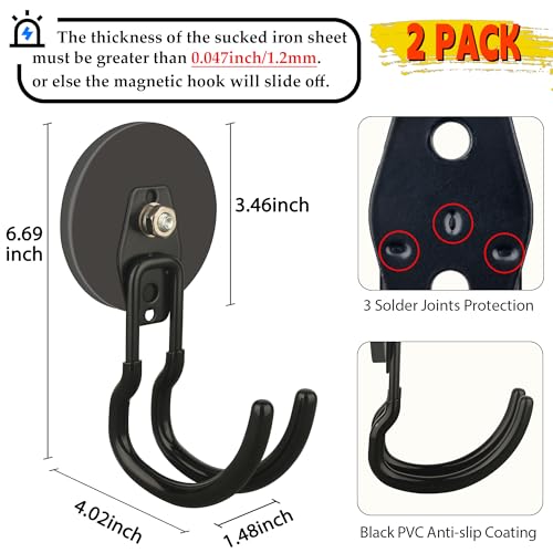ULIBERMAGNET Upgraded Extra Large Magnetic Hooks,2 Pack Heavy Duty Ultimate Magnetic Hooks for Metal Cabinet,Pegboard,Garage Shelve,Tool Shed,RV,Shipping Containers (Black/3.46inch) - style: Upgraded Black Large J Ultra-Strong Hooks
