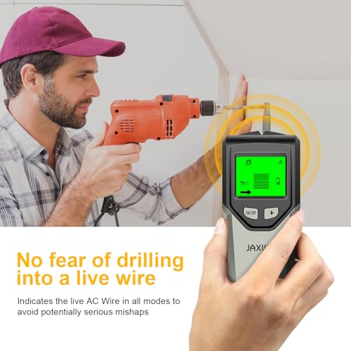 Stud Finder Wall Scanner - 5 in 1 Stud Finder Tool w/Smart Chip and HD LCD Display, Stud Detector Beam Finders for the Center and Edge of Wood AC Wire Metal Studs Joist Pipe (Grayish) - color: Grayish
