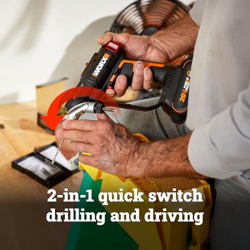 WORX Cordless Drill Driver, 20V Brushless, SwitchDriver 2-in-1, WX177L.2 - style: 20V SwitchDriver Drill 2.0(Battery & Charger & Accessory Included)