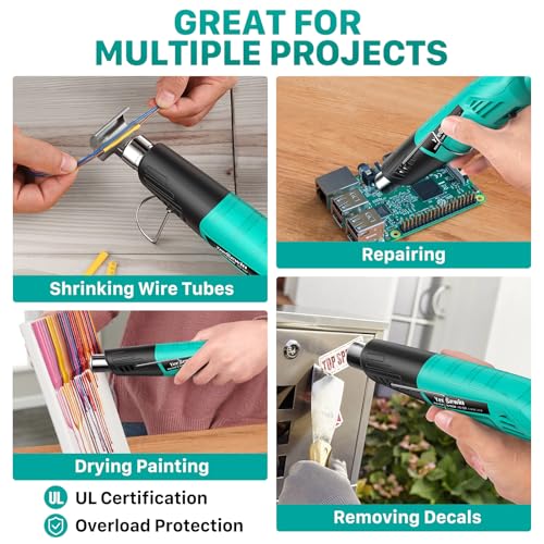 380W Mini Heat Gun, 2-Temp 480°F & 850°F for DIY & Crafts - color: Blue