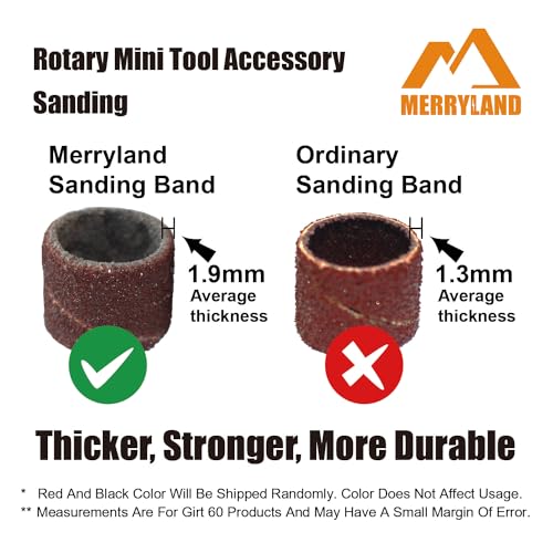 Merryland 184 Pack Sanding Drum 1/4 inch 120 Grit Drum Sander for Dremel - size: 120# 1/4" Sanding Band 184pcs
