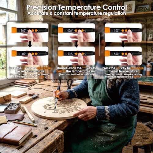 Upgrade 40Pcs Wood Burning Kit, Craft Pyrography Tools for Beginners, Adults, Engraver, Carver, Adjustable Temp Wood Burning Pen, Ideal for Woodworking, Carving and Leather Craft