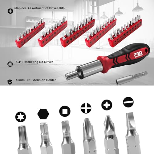 Prostormer 259-Piece Home Tool Kit with Portable Storage Box, Red - color: Red