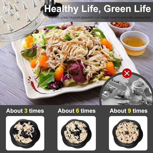 Chicken Shredder Tool Twist Large Meat Shredder with Brush&Fork, Black - color: Black