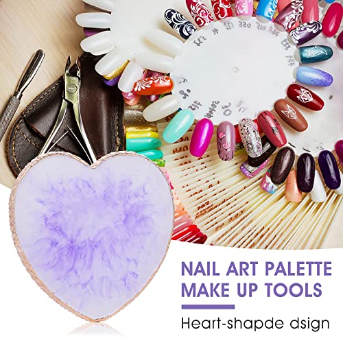 Sibba Resin Nail Art Palette Nail Mixing Palette Polish Color Mixing Plate Golden Edge Nail Holder Display Board Heart Shape Cosmetic Mixing Tools (Purple) - color: Purple
