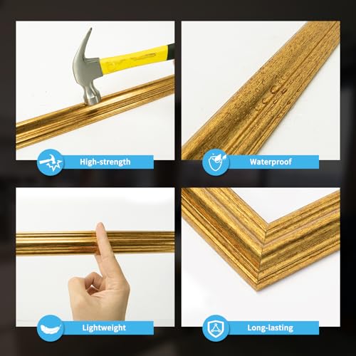 Art3d Pre-Cut Wall Molding Set of 6 pcs, 3 Top 3 Bottom, Antique Gold - color: Antique Gold: Style 2